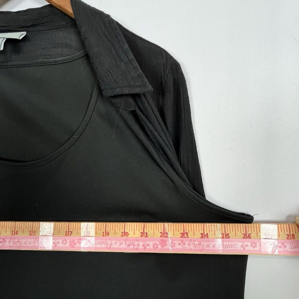Essentials 2 Piece Black Sheer Cardigan Set Draped Open Front Top Layering OS - Picture 11 of 15